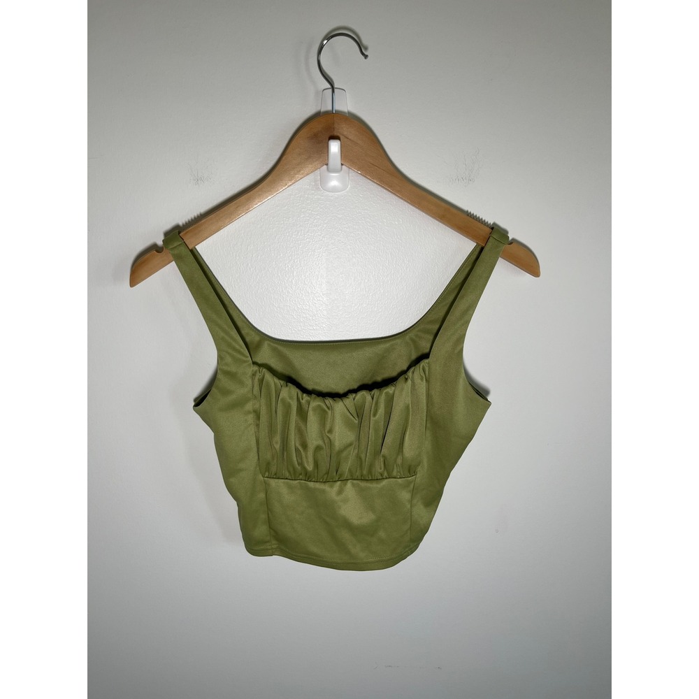 Y2K Womens Babydoll Top Green M Chic Going Out Minimalist‎